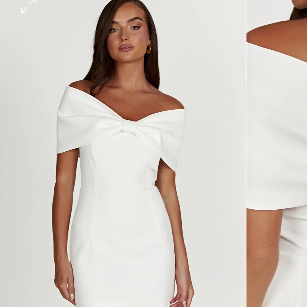 NEW!! GWYNETH - off the shoulder bow mini dress size (Medium)